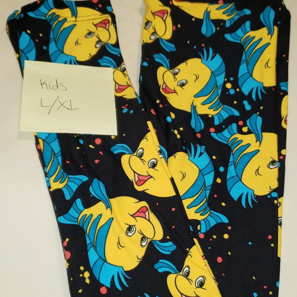 LULAROE LITTLE MERMAID FLOUNDER KIDS L/XL LEGGINGS